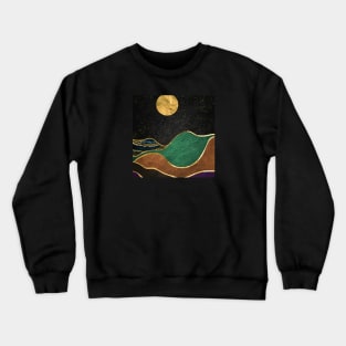 Gold landscape with moon #4 Crewneck Sweatshirt